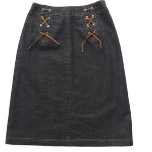 Escada Denim Skirt w Leather Accents- Sz 34/XS